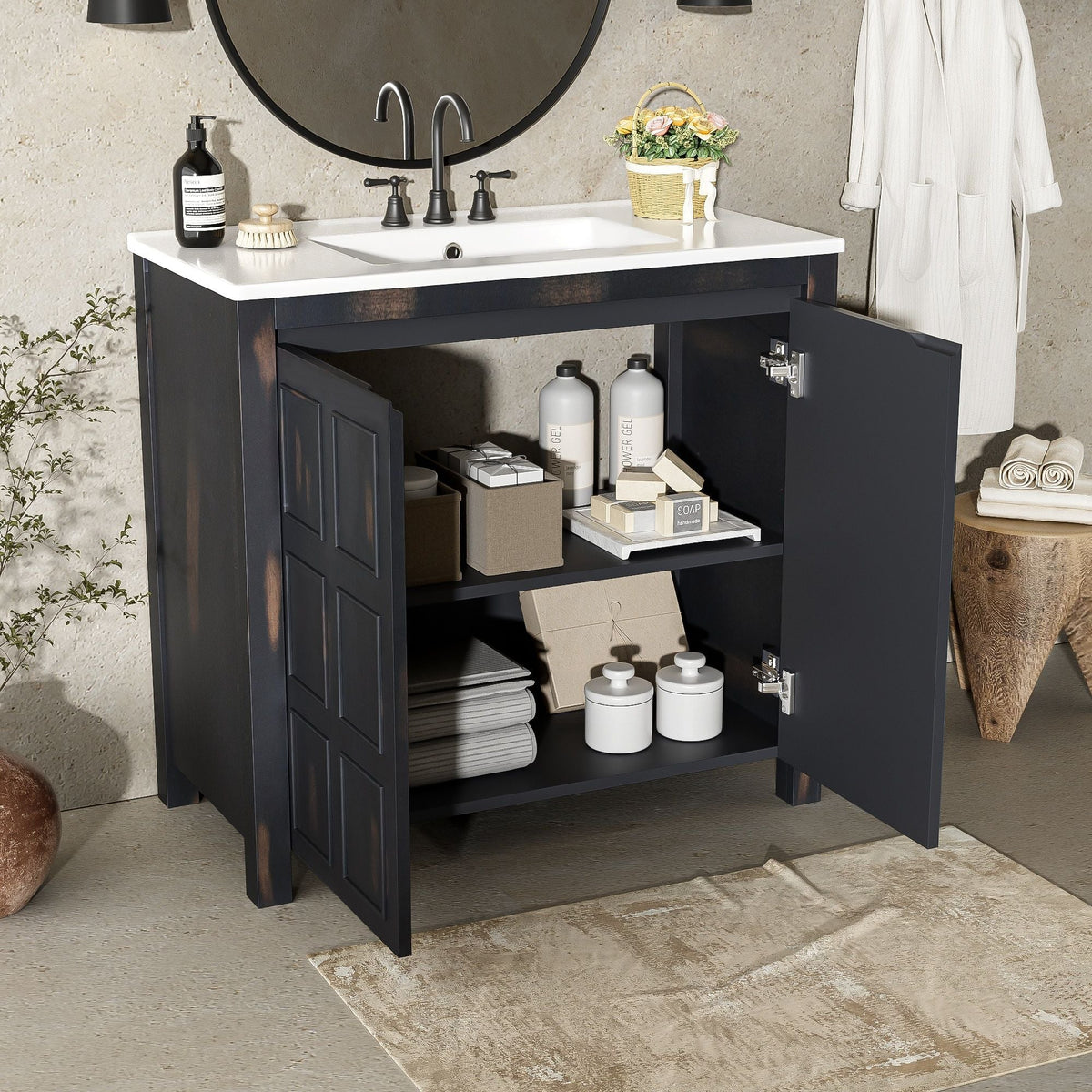 Bathroom Vanity Organizer With Sink, Combo Cabinet Set, Bathroom Storage Cabinet by Unique Piece Furniture