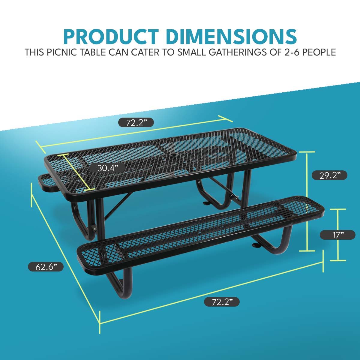 Outdoor Steel Picnic Rectangular Table With Umbrella Pole by Unique Piece Furniture