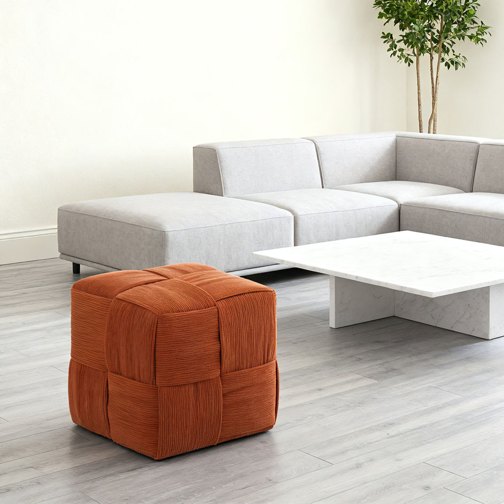 Modern Ottoman Foot Rest With Woven Design by Unique Piece Furniture