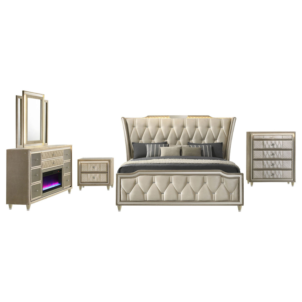 Lorient 5-piece Eastern King Bedroom Set Ivory and Camel by Unique Piece Furniture
