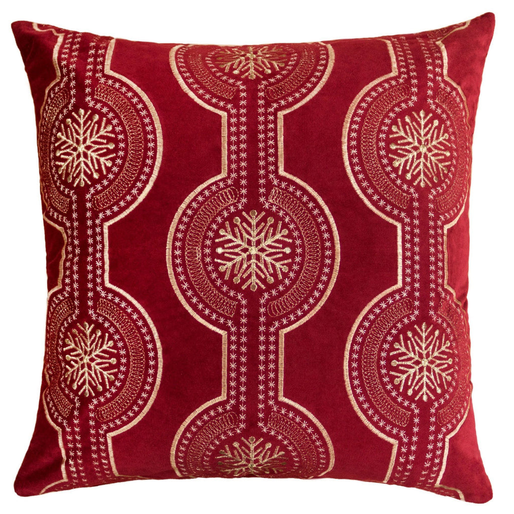 Holiday Throw Pillow With Snowflake Embroidery by Unique Piece Furniture