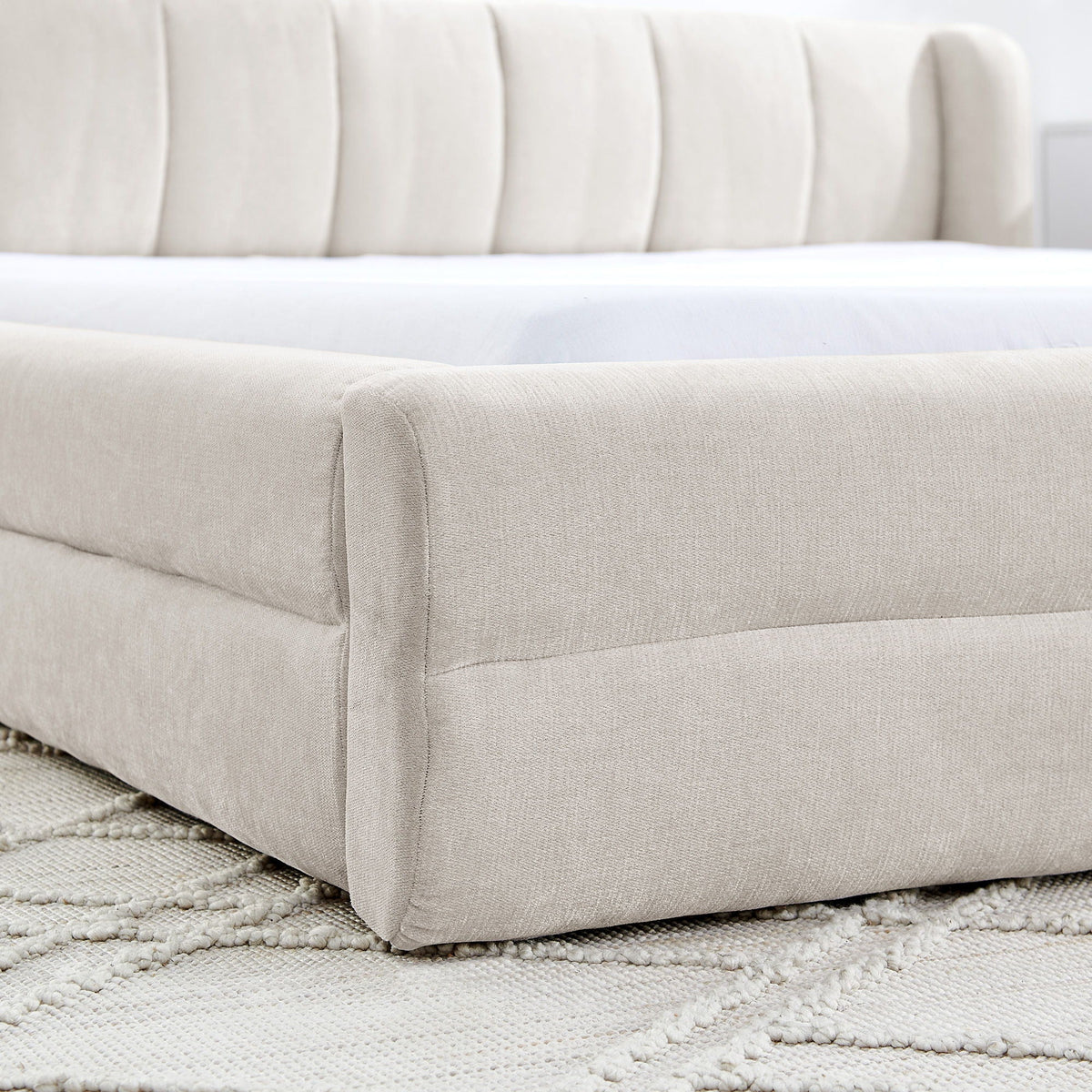 Modern Upholstered Bed Frame With Thick Fabric And Headboard by Unique Piece Furniture