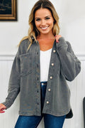 Mineral Wash Chest Pocket Drop Shoulder Shacket by The Diamond Empire LLC