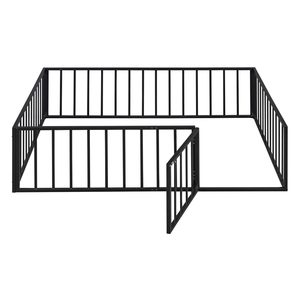 Metal Floor Bed Frame With Fence And Door by Unique Piece Furniture