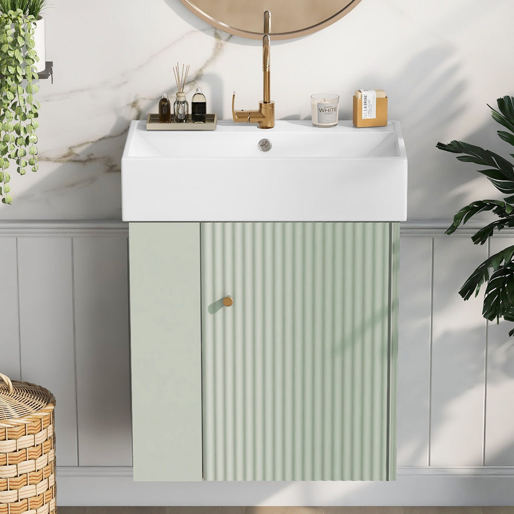 Modern Floating Bathroom Vanity With Ceramic Basin Perfect For Small Bathrooms by Unique Piece Furniture