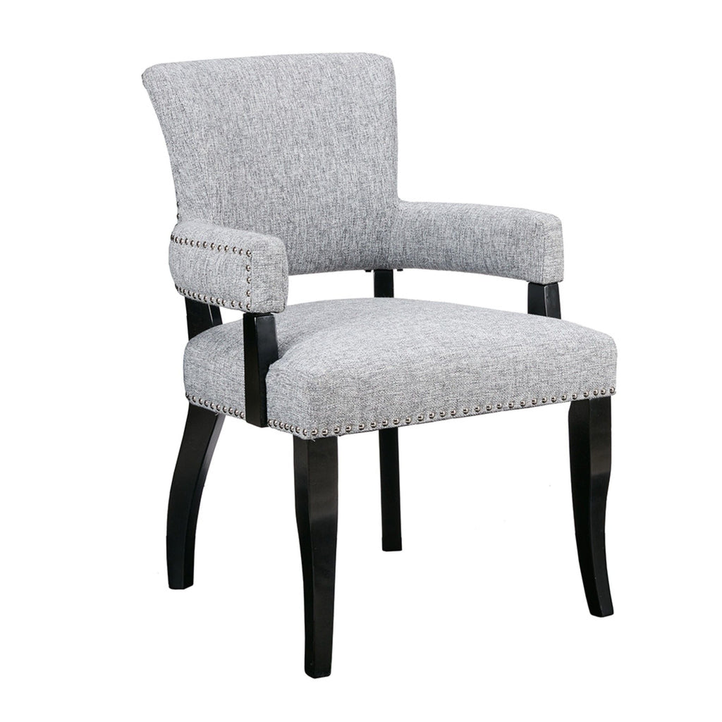 Elegant Arm Dining Chair With Brass Nail Head Detailing by Unique Piece Furniture