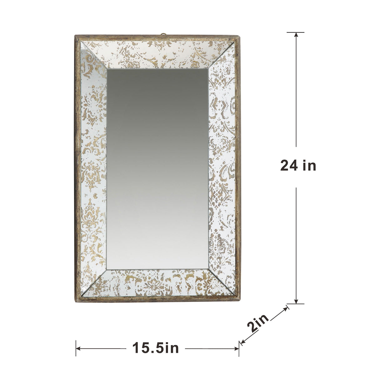 Antique Rectangle Mirror With Floral Accents, Mirrored Display Tray, Hanging Wall Mirror by Unique Piece Furniture
