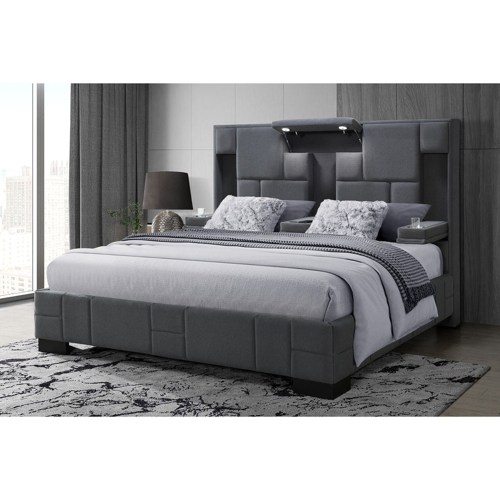 Yaris - Contemporary Bed With Wireless Charging And LED Lights by Unique Piece Furniture