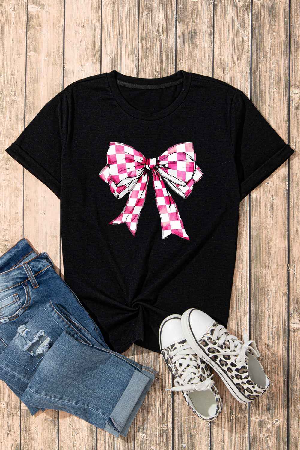 Bow Graphic Round Neck Short Sleeve T-Shirt by Wild and Free Boutique