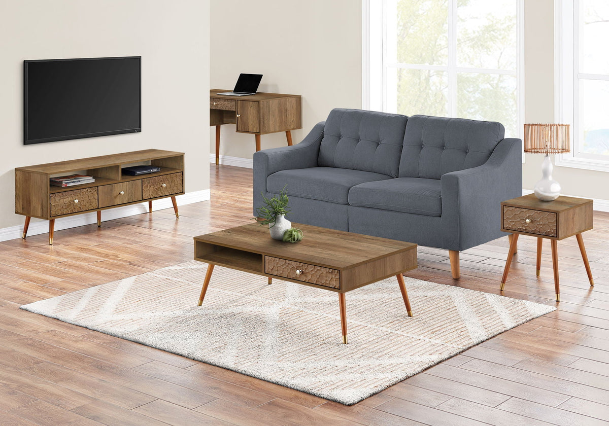 Coffee Table, Accent, Cocktail, Rectangular, Storage, Living Room, Wood Legs, Mid Century - Walnut by Unique Piece Furniture