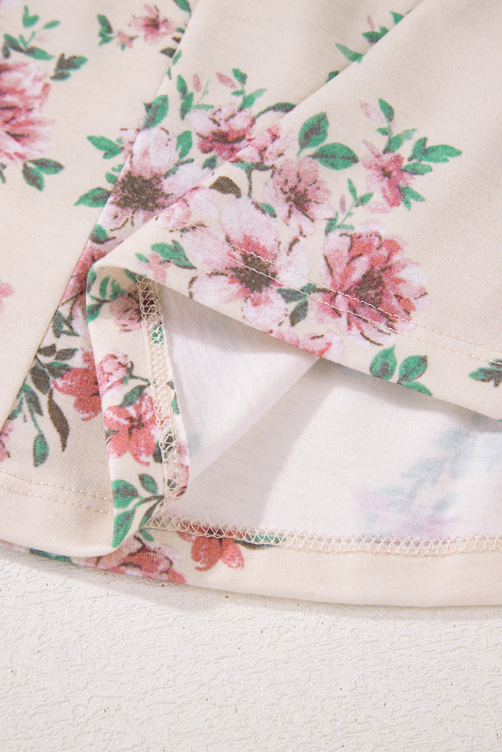 Pink Floral Print Pleated U Neck Loose Fit Blouse by Wild and Free Boutique