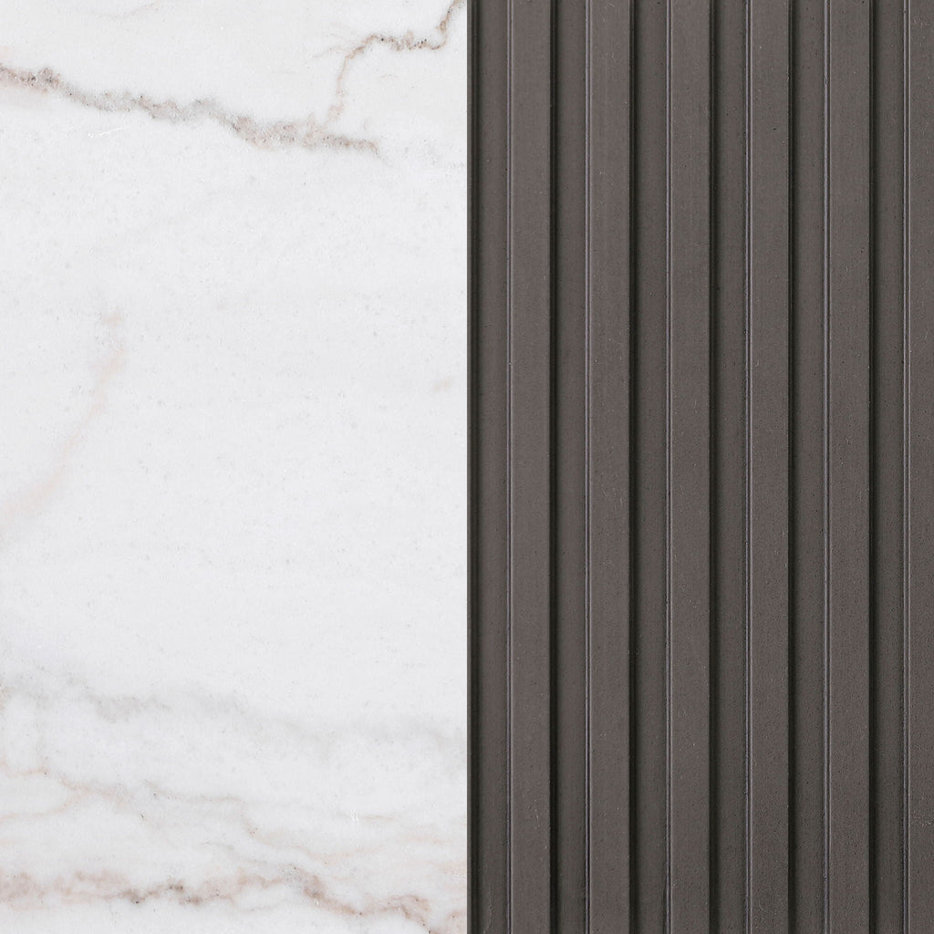 Jason Round White Marble Top Side End Table Charcoal by Unique Piece Furniture