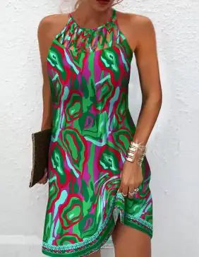 Women's Printed Sleeveless Hollow Dress by Trendy Attic Store01