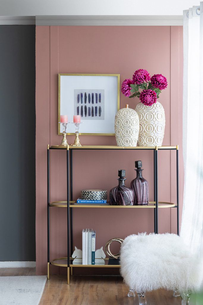 3 Tier Metal Console Table, Mirrored Shelf - Golden Black by Unique Piece Furniture