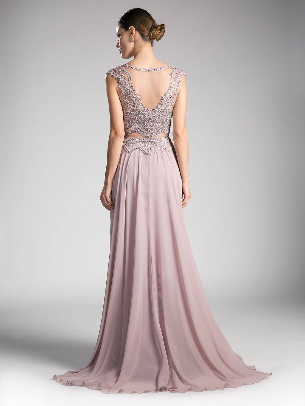 Cinderella Divine CD0113 Illusion Beaded Formal Gown Cap Sleeves by DiscountDressShop