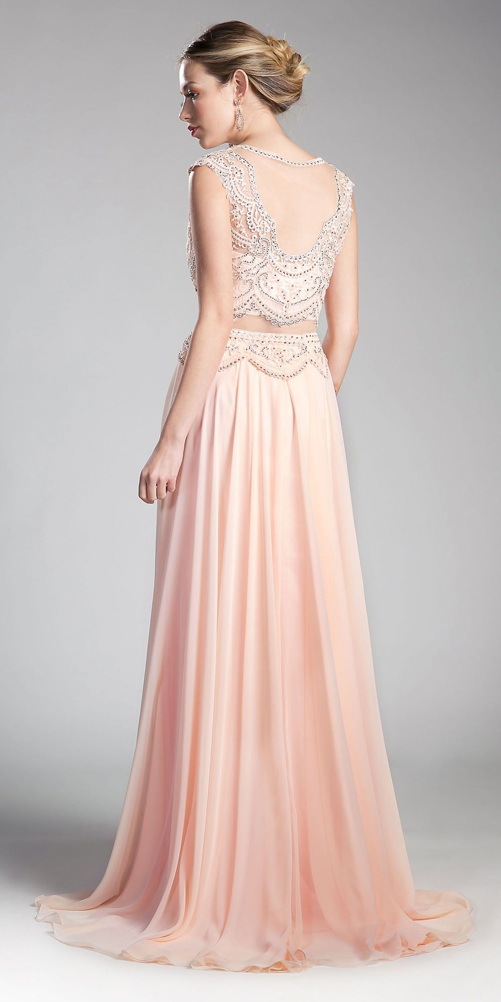 Cinderella Divine CD0113 Illusion Beaded Formal Gown Cap Sleeves by DiscountDressShop