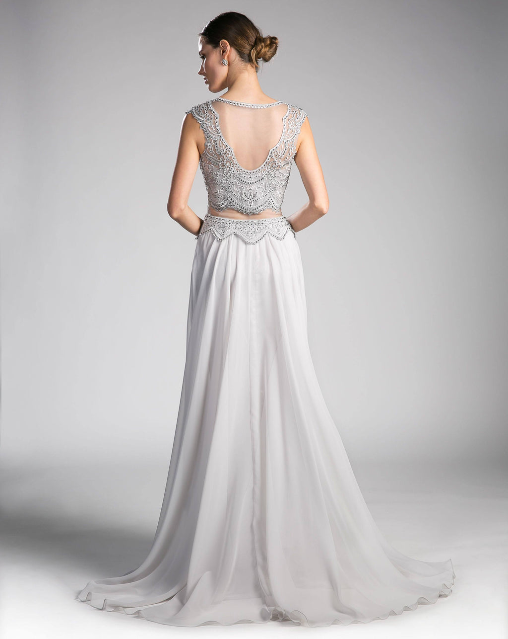 Cinderella Divine CD0113 Illusion Beaded Formal Gown Cap Sleeves by DiscountDressShop