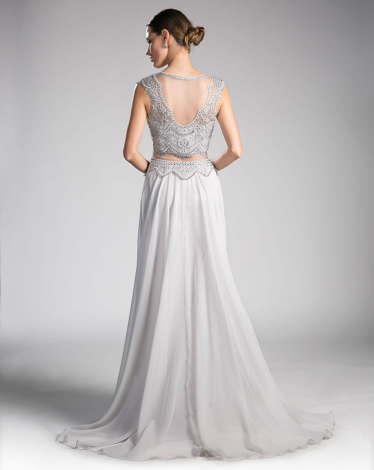Cinderella Divine CD0113 Illusion Beaded Formal Gown Cap Sleeves by DiscountDressShop