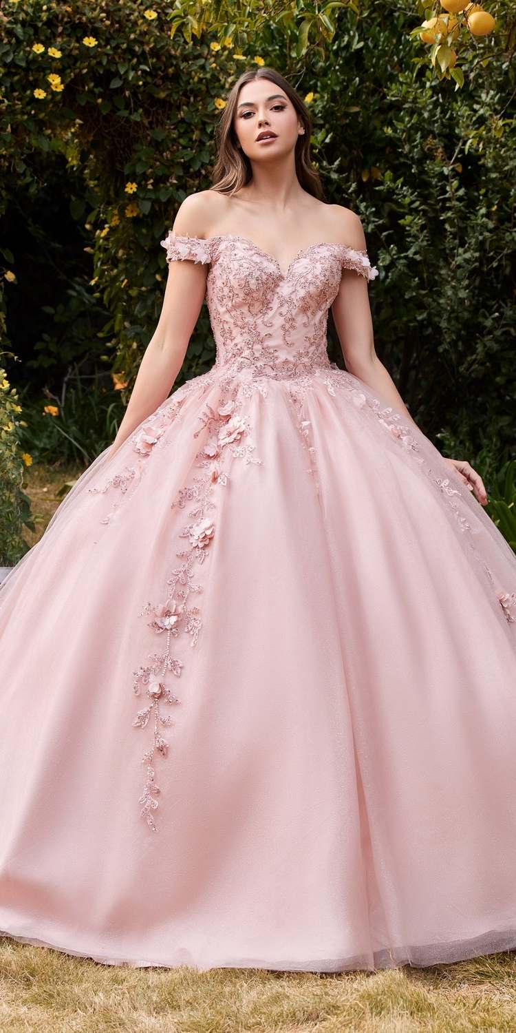 Cinderella Divine CD0185 Off The Shoulder Layered Tulle Ball Gown by DiscountDressShop