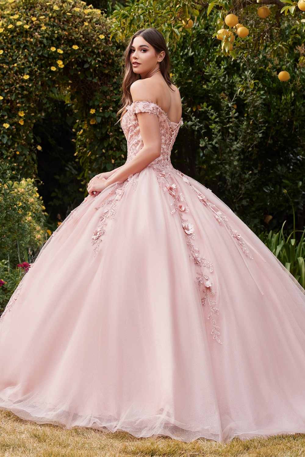 Cinderella Divine CD0185 Off The Shoulder Layered Tulle Ball Gown by DiscountDressShop
