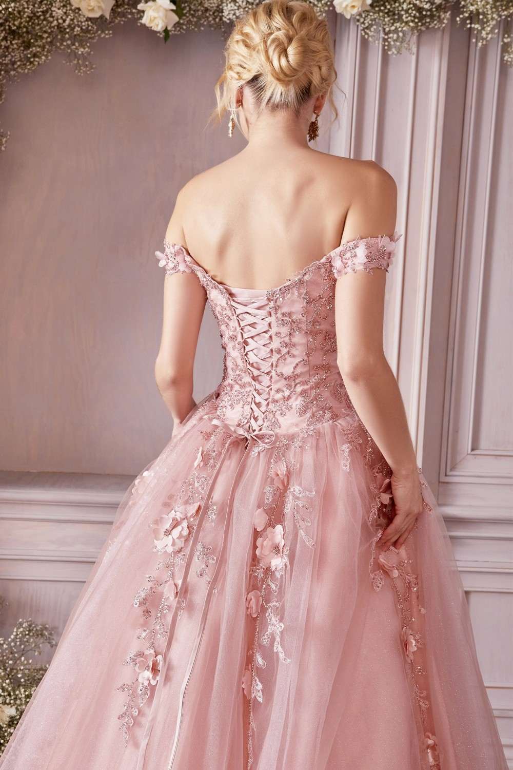 Cinderella Divine CD0185 Off The Shoulder Layered Tulle Ball Gown by DiscountDressShop