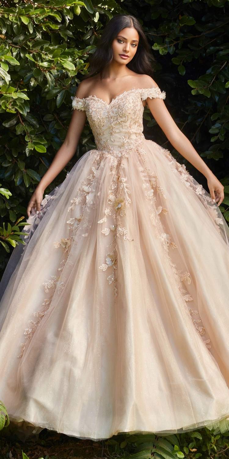 Cinderella Divine CD0185 Off The Shoulder Layered Tulle Ball Gown by DiscountDressShop