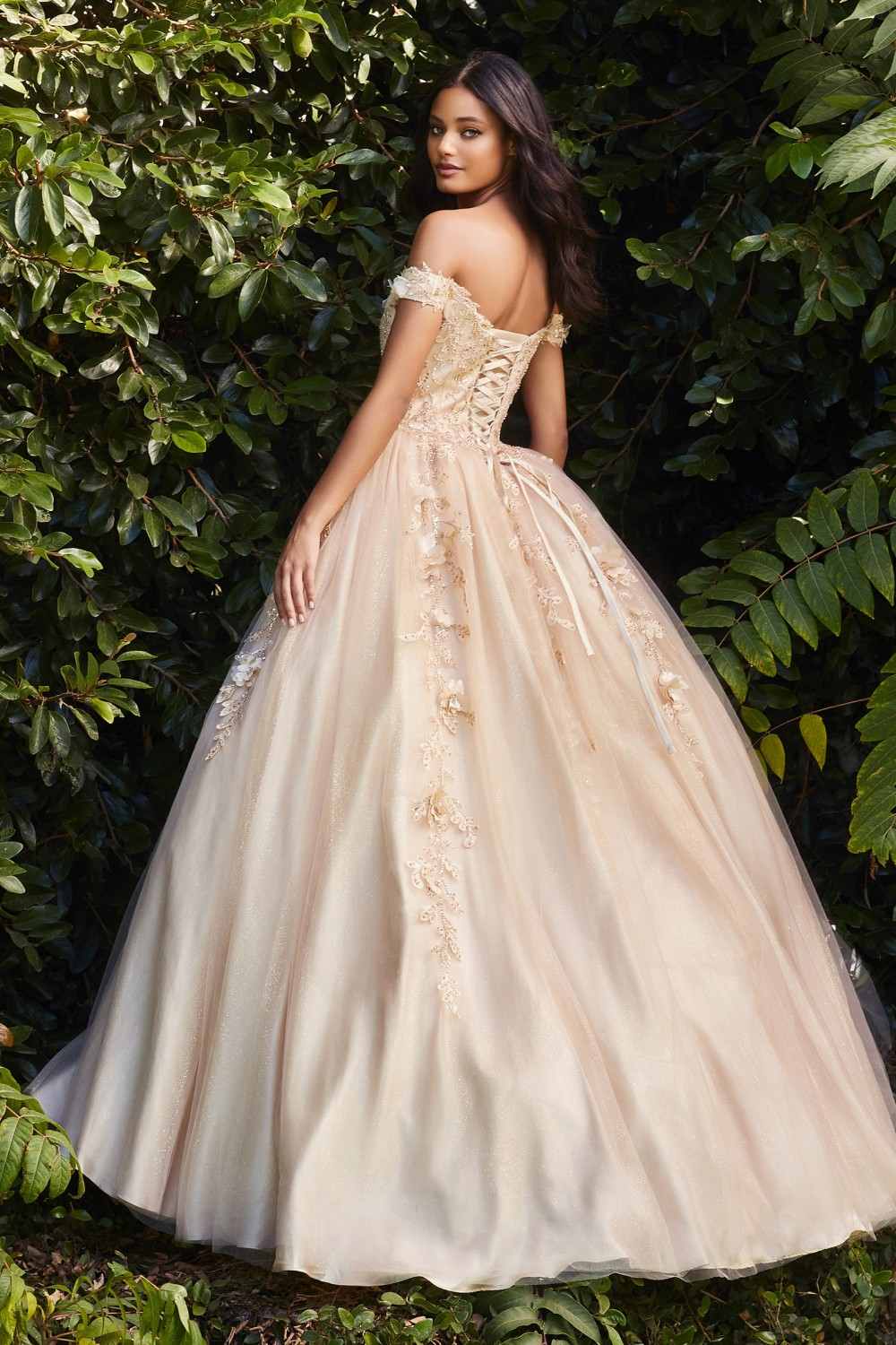 Cinderella Divine CD0185 Off The Shoulder Layered Tulle Ball Gown by DiscountDressShop