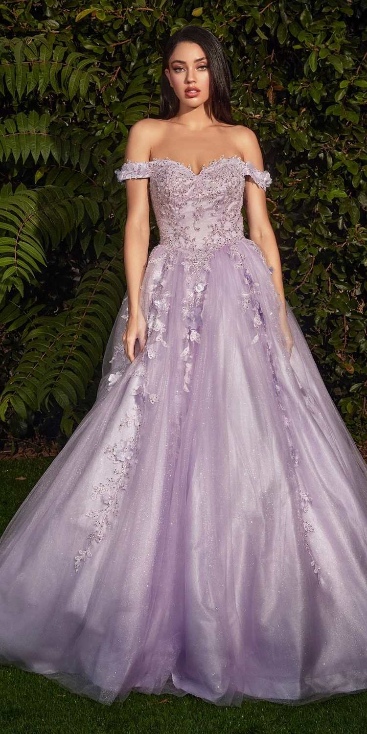 Cinderella Divine CD0185 Off The Shoulder Layered Tulle Ball Gown by DiscountDressShop
