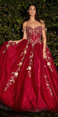 Cinderella Divine CD0185 Off The Shoulder Layered Tulle Ball Gown by DiscountDressShop