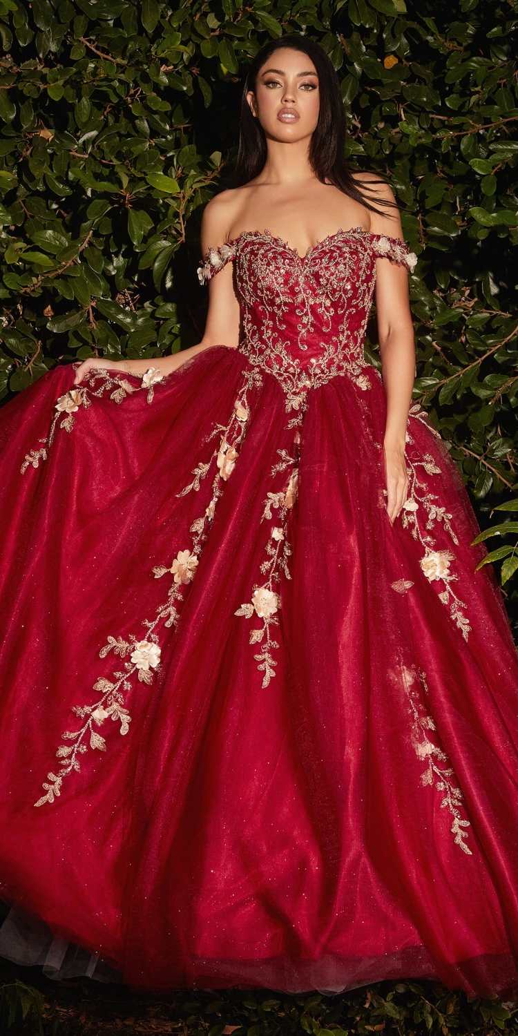 Cinderella Divine CD0185 Off The Shoulder Layered Tulle Ball Gown by DiscountDressShop