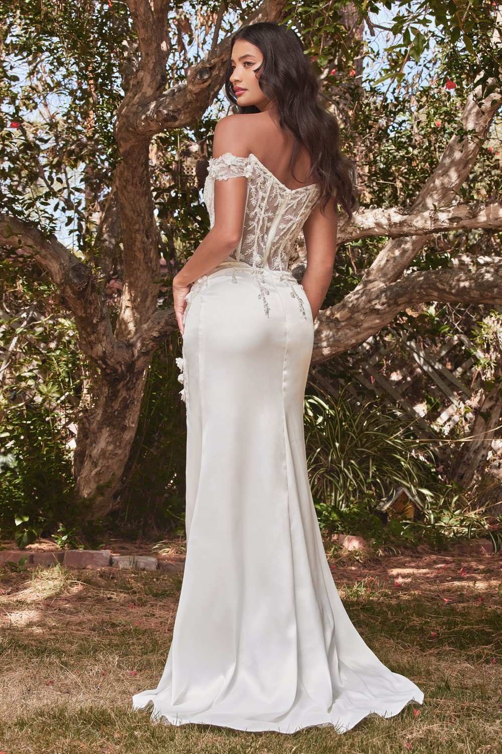 Cinderella Divine CD0186W Long Floral Off the Shoulder Gown with Slit by DiscountDressShop