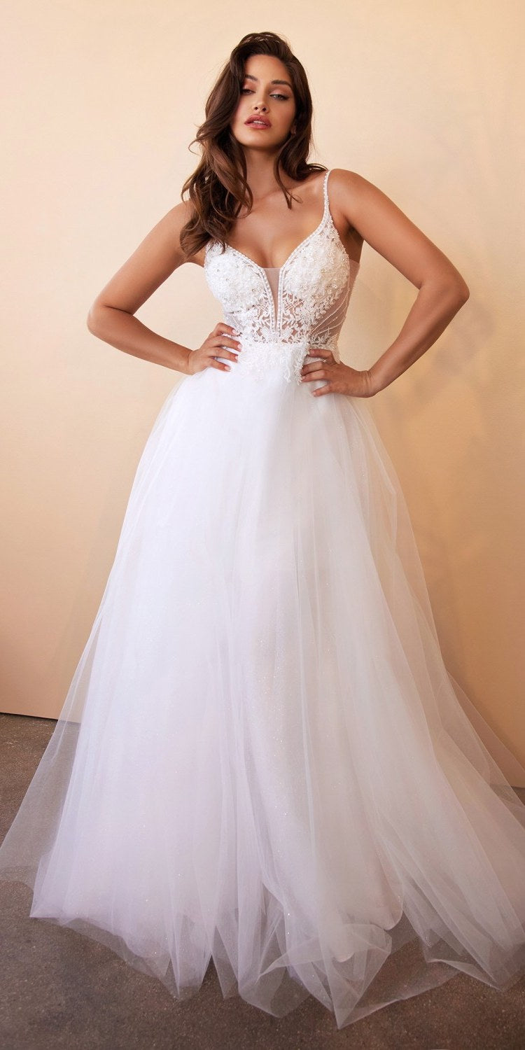 Cinderella Divine CD0195W Layered Tulle A-Line Bridal Gown by DiscountDressShop