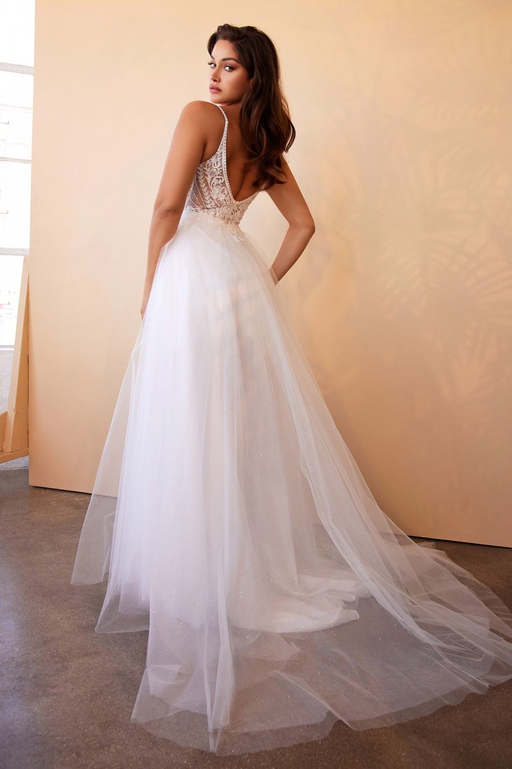 Cinderella Divine CD0195W Layered Tulle A-Line Bridal Gown by DiscountDressShop
