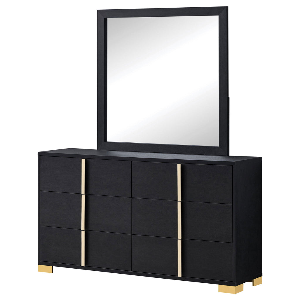 Marceline 6-drawer Dresser with Mirror Black by Unique Piece Furniture