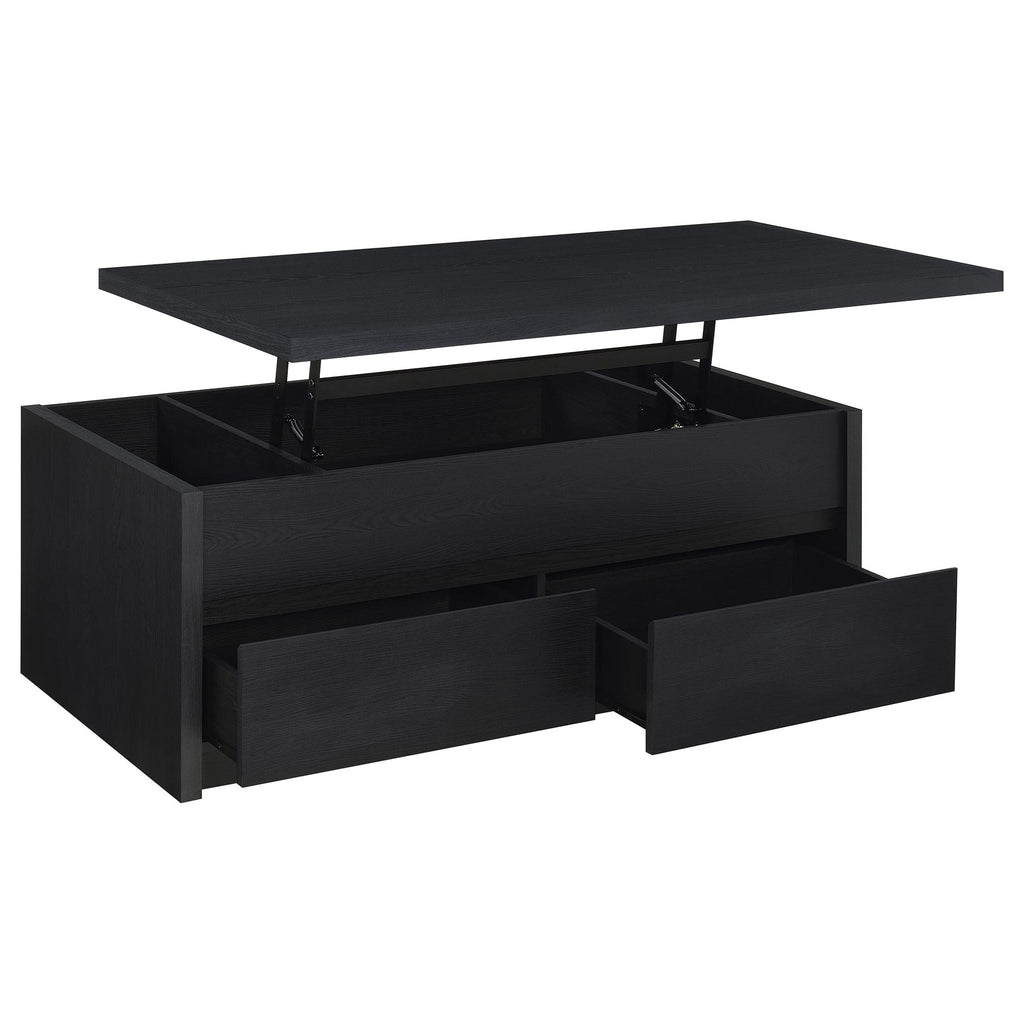 Knapp Lift Top Cocktail Coffee Table with Dual Drawers Black by Unique Piece Furniture