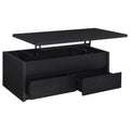 Knapp Lift Top Cocktail Coffee Table with Dual Drawers Black by Unique Piece Furniture