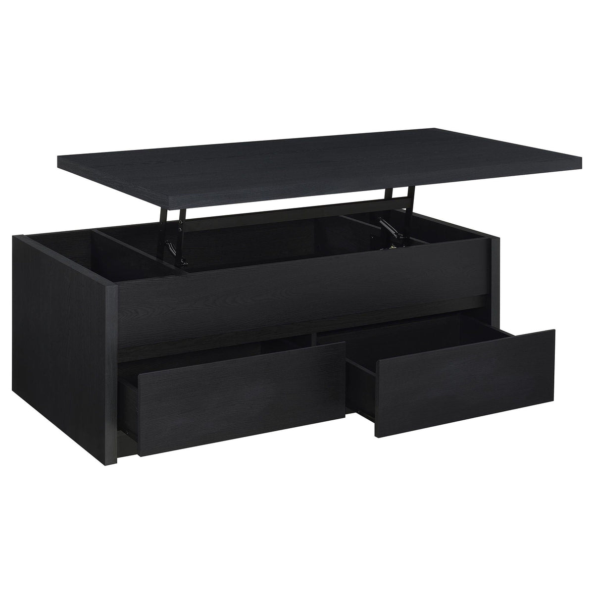 Knapp Lift Top Cocktail Coffee Table with Dual Drawers Black by Unique Piece Furniture