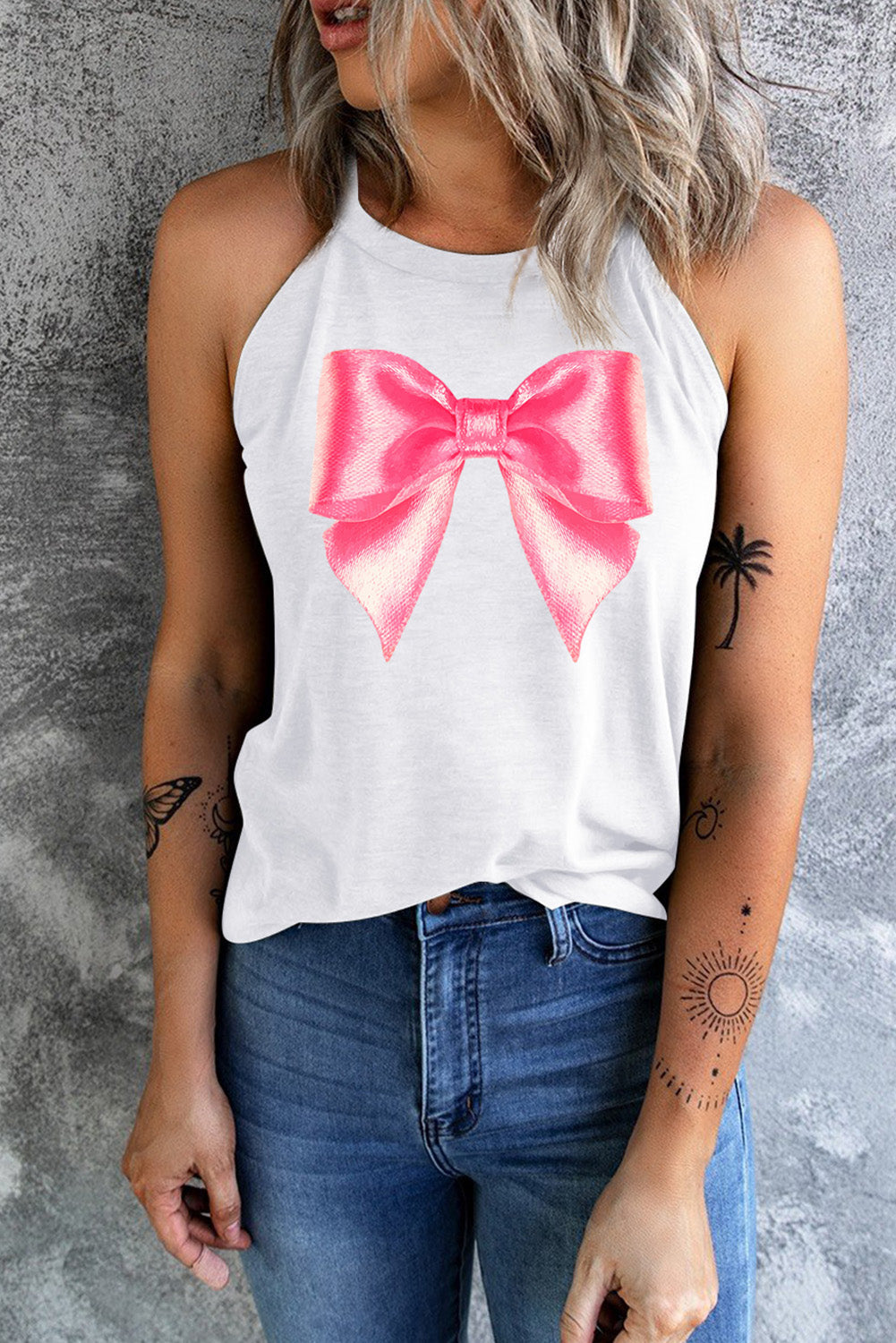 Bow Graphic Grecian Neck Tank by Wild and Free Boutique