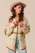 SO ME Loose Fit Multi Stripe Open Front Cardigan by FitiqueFit