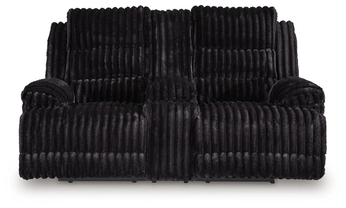 Rhine Falls - Double Reclining Power Loveseat With Console - Onyx by Unique Piece Furniture