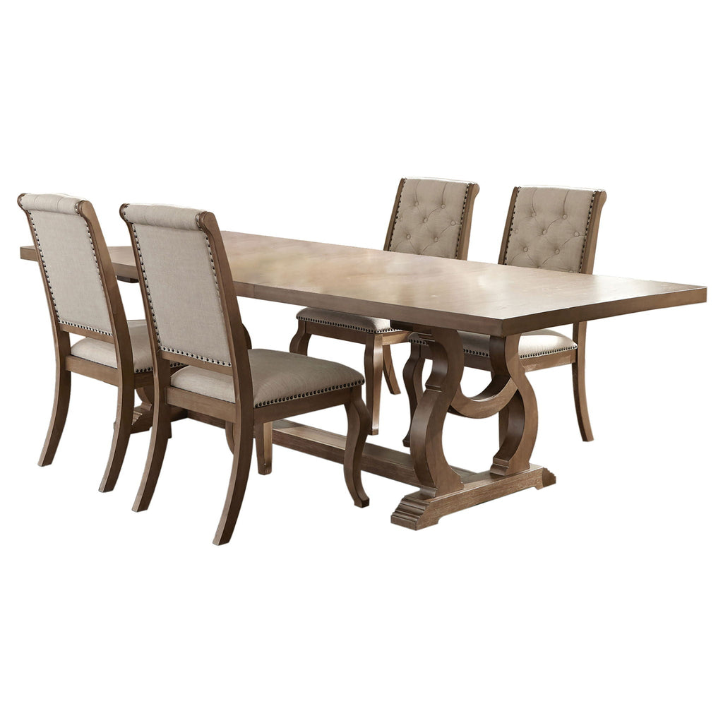 Brockway 5-piece Extension Leaf Dining Set Barley Brown by Unique Piece Furniture