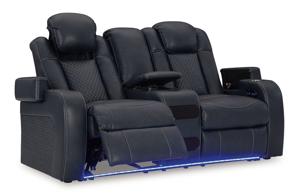 Fyne-dyme - Power Reclining Loveseat With Console/Adj Hdrst by Unique Piece Furniture