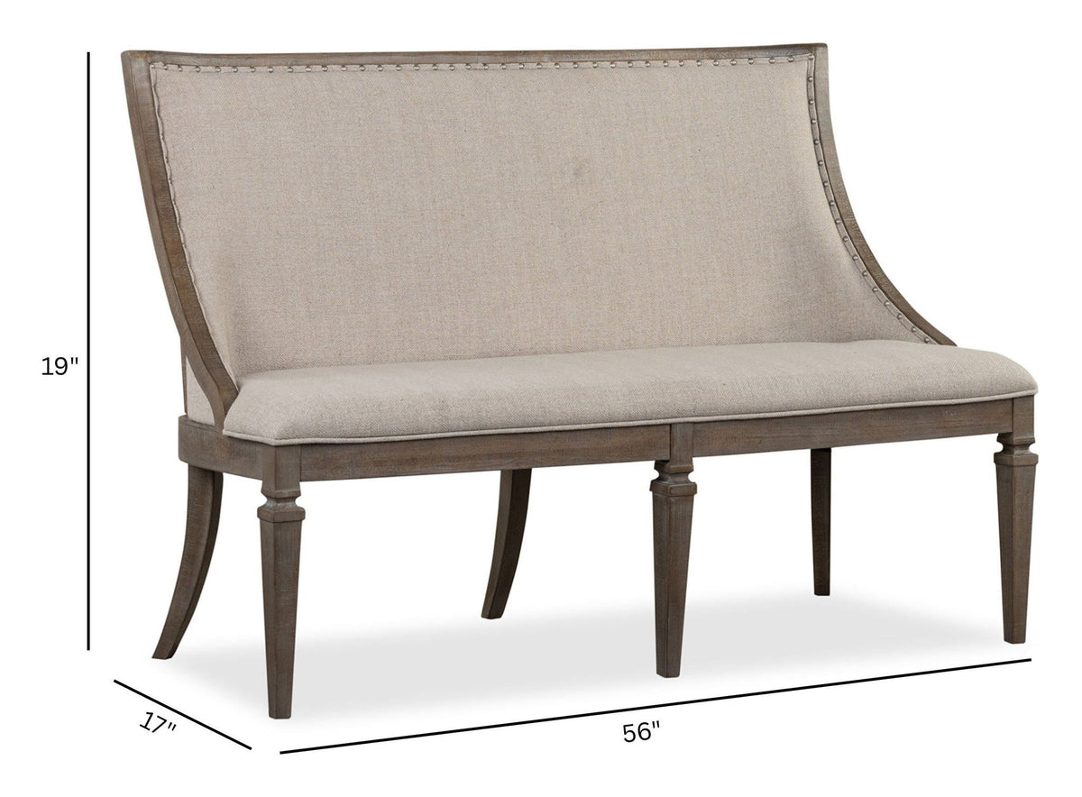 Lancaster - Bench With Upholstered Seat & Back - Dovetail Gray by Unique Piece Furniture