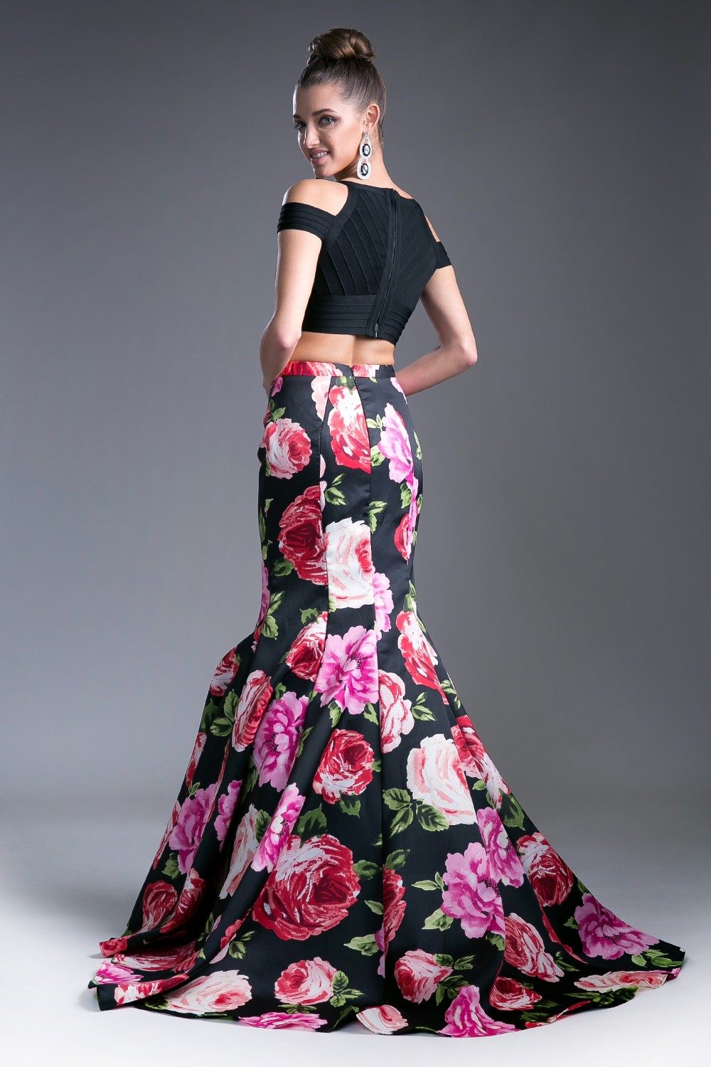 Cinderella Divine CD701L Long Printed Mermaid Skirt by DiscountDressShop