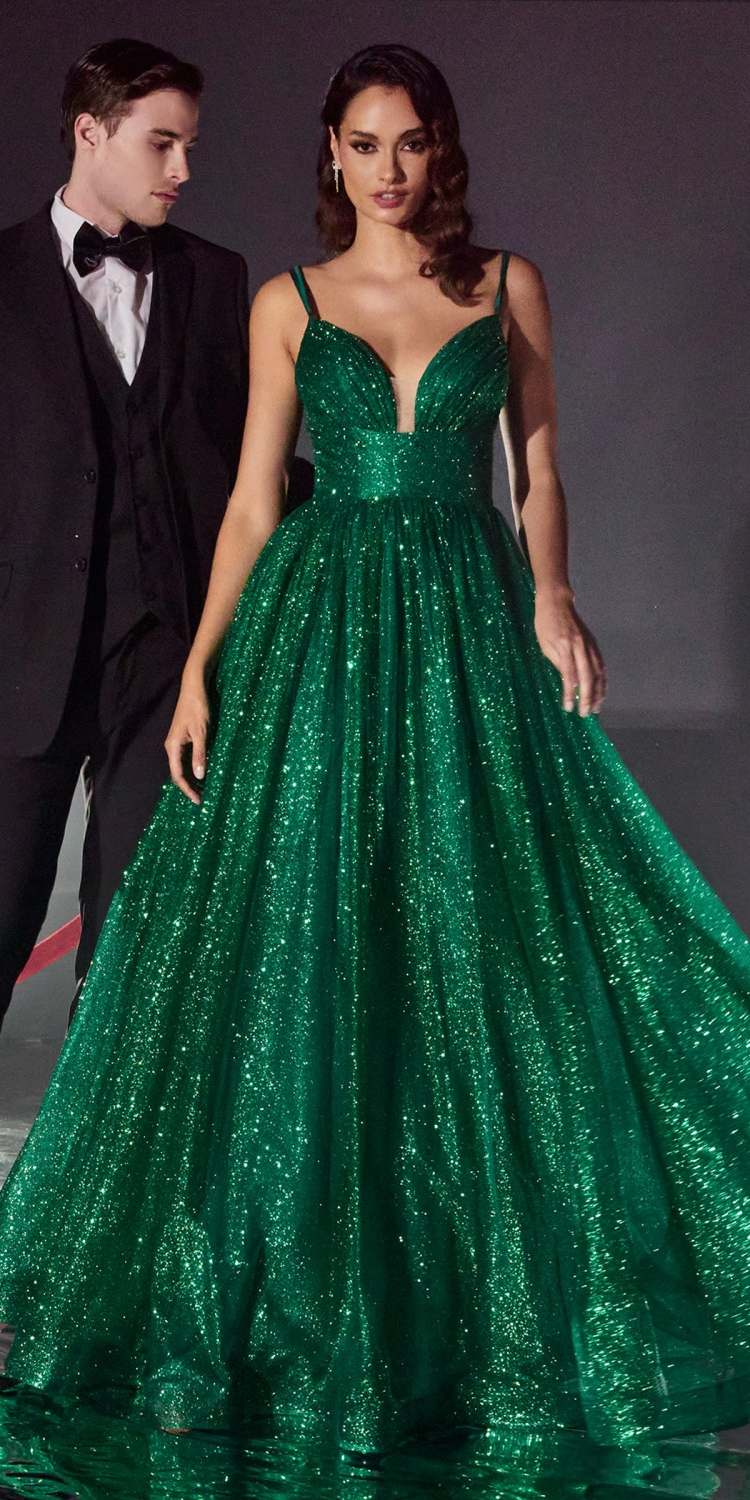 Cinderella Divine CD996 Floor Length A-line Glitter Ball Gown by DiscountDressShop
