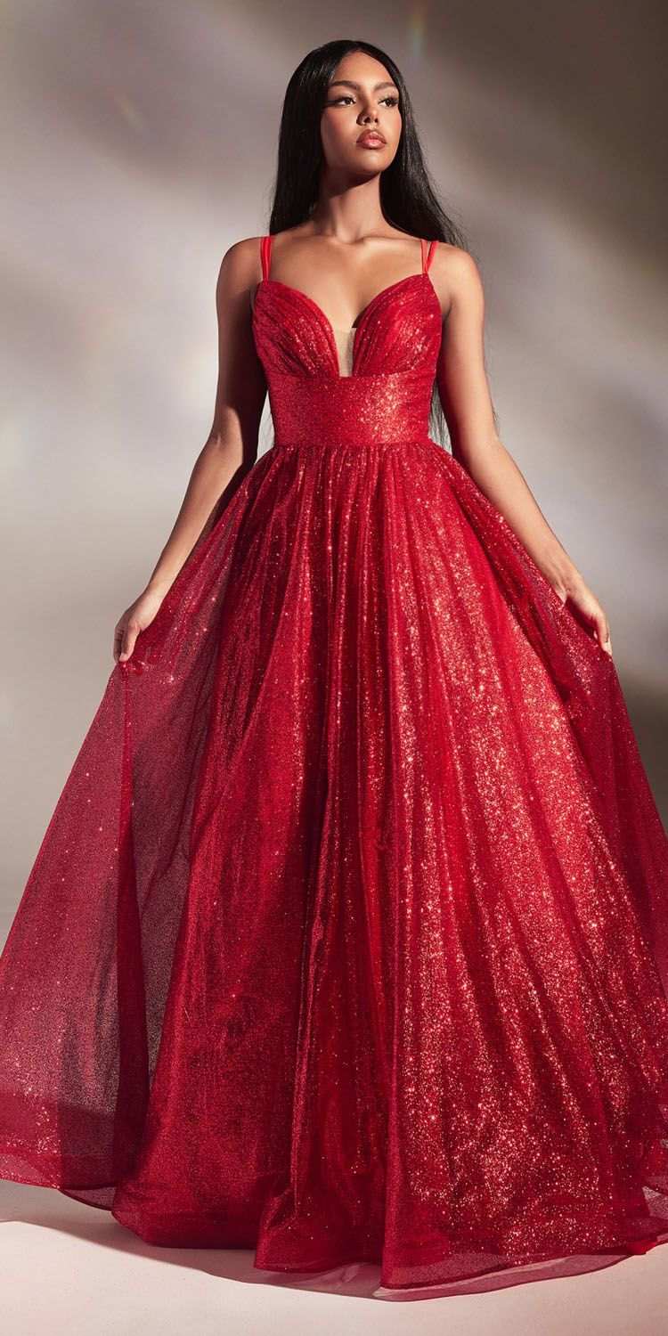Cinderella Divine CD996 Floor Length A-line Glitter Ball Gown by DiscountDressShop