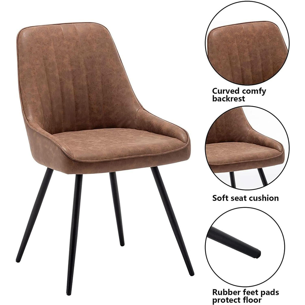 Two Brown Faux Leather Mid Century Modern Dining Chairs by ShipItFurniture