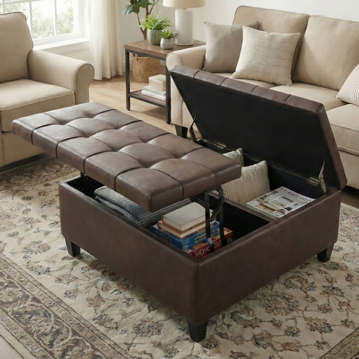 Harrison - Large Coffee Table Storage Ottoman by Unique Piece Furniture