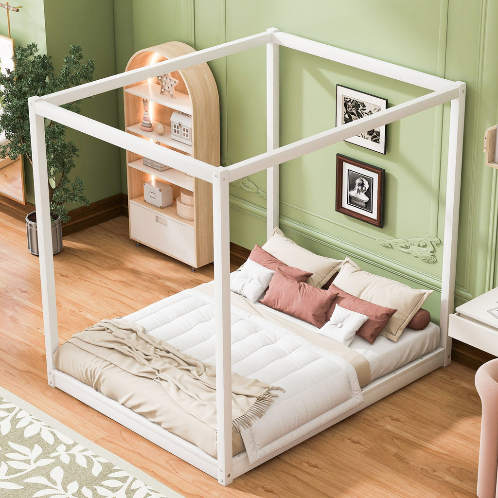 Wood Canopy Platform Bed With Support Legs And Airflow Slats by Unique Piece Furniture