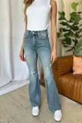 Judy Blue Full Size Medium Rise Tummy Control Destroy Flare by Wild and Free Boutique